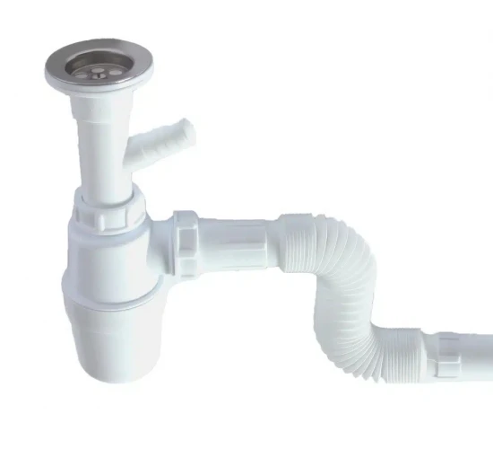 Сифон чашка за мивка с гофрирана връзка с двойно разклонение.png